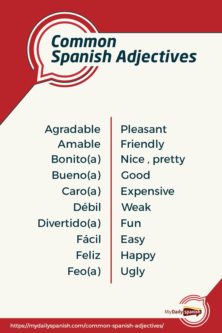 Common Spanish Adjectives